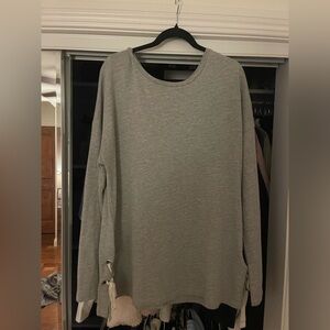 Caslon Light Gray Long-Sleeve Crewneck Top Size Xl